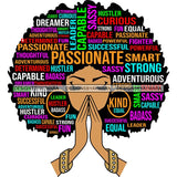 Afro Woman Praying Hair Life Quotes Strong Independent Educated Melanin SVG Cutting Files