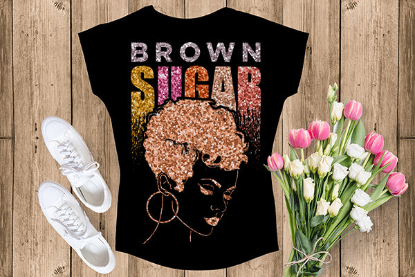 Brown Sugar Melanin Woman Sparkles African American Female Nubian Designs For T-Shirts Sublimation Print Cut Cutting SVG PNG JPG Vector Files
