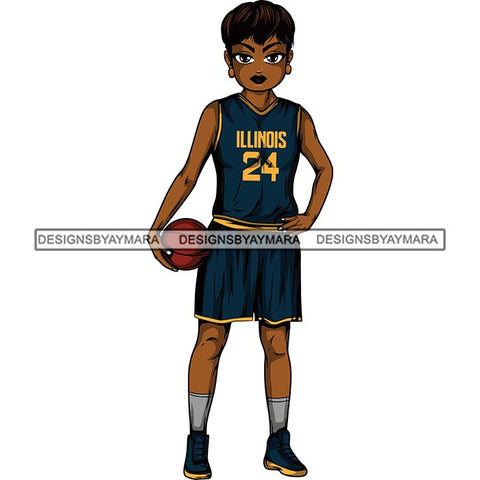 Afro Lola Basketball Player Sport Woman SVG Clipart Vector Cutting Cut Files