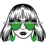 Afro Lola Boss Lady Dope Diva Glamour Wearing Glasses Accesories .SVG Cut Files