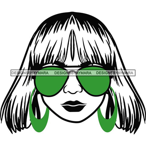 Afro Lola Boss Lady Dope Diva Glamour Wearing Glasses Accesories .SVG Cut Files