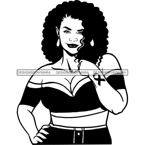 Strong Afro Woman SVG Cancer Survivor Cutting Files For Silhouette Cricut and More