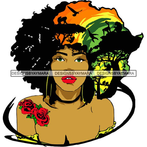 African American Woman Goddess Safari Savanna Africa Continent SVG Files For Cutting and More!