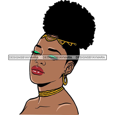 Ebony Afro Woman Nubian Melanin Brown Skin Makeup Model Glasses Accesories SVG Cut Files