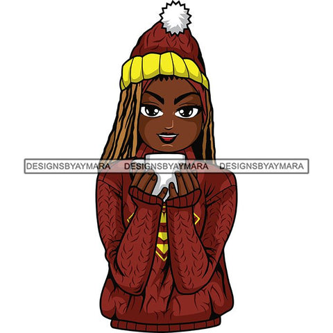 Afro Lola Christmas Winter Hot Coffee Cocoa Mood .SVG Cutting Files For Silhouette and Cricut and More!