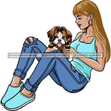 Beautiful Woman Dod Breed Shih Tzu Pet Animal Best Friend Mascot Goddess SVG Cutting Files