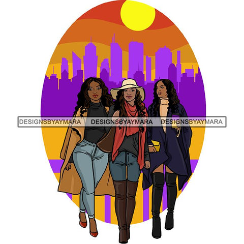 Friends Hanging Out Together Shopping Traveling Vacation Fun Buddy Sisters Girlfriends Women SVG Cutting Files