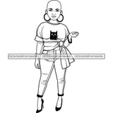 Afro Lola Boss Confident Classy Woman Black and White Designs SVG Cutting Files For Silhouette Cricut and More