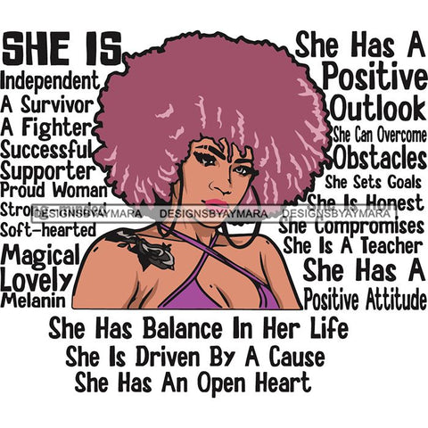 Afro Woman She's Successful Quotes SVG Files For Cutting and More!