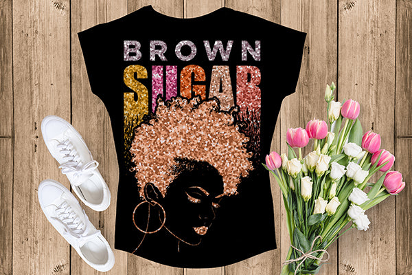 Brown Sugar Melanin Woman Sparkles African American Female Nubian Designs For T-Shirts Sublimation Print Cut Cutting SVG PNG JPG Vector Files