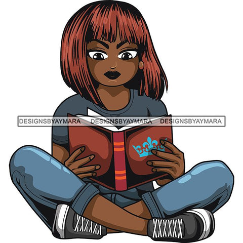 Afro Lola Reading Education Smart Woman .SVG Cutting Files For Silhouette Cricut and More!