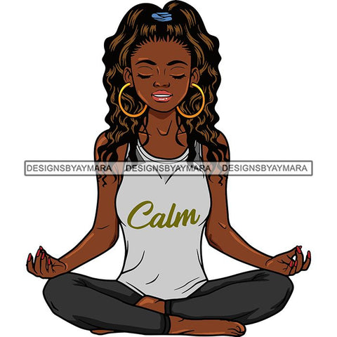 Afro Lola Meditation Meditate Yoga Relax Inhale Exhale Stress Free .SVG Cutting Files For Silhouette and Cricut and More!