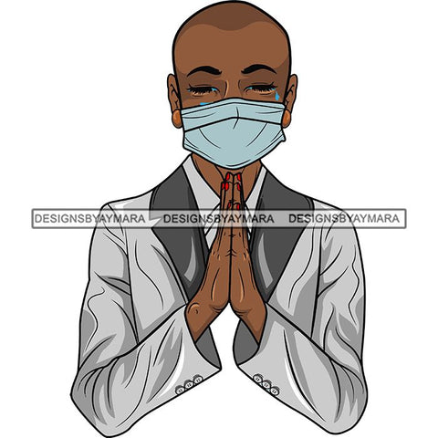 Afro Lola Praying Sad Crying Pain Face Mask Begging Prayers Virus SVG Vector Clipart Cutting Files