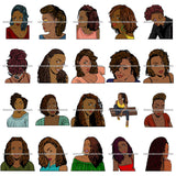 Bundle 20 Afro Black Woman Sister-lock Hairstyle Beautiful Diva .SVG Cutting Files For Silhouette Cricut and More!