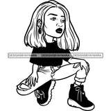Fashion Woman Model Posing Summer Outfit Vogue Goddess Glamour Trendy Clothing Vector SVG Cutting Files