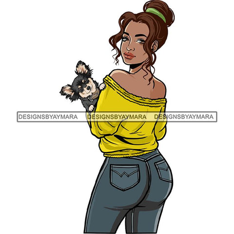 Beautiful Woman Dod Breed Chihuahua Pet Animal Best Friend Mascot Goddess SVG Cutting Files