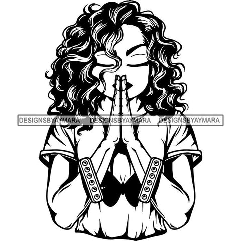 Afro Lola Praying God Lord Prayers In God We Trust .SVG Clipart Cutting Files For Silhouette and Cricut and More!
