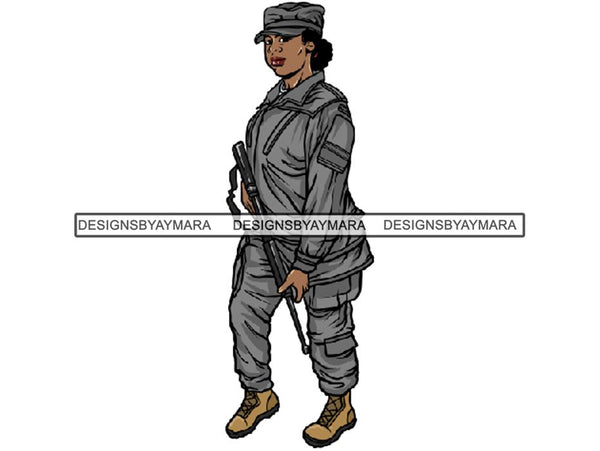 Military Woman USA Proud Melanin PNG Files For Print Not For Cutting