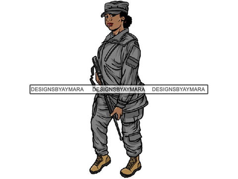 Military Woman USA Proud Melanin PNG Files For Print Not For Cutting