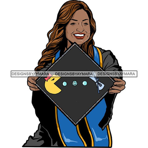 Graduation Achievement Hard Work Diploma Success Robe Cap Certificate College SVG Cutting Files