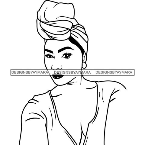 Afro Lady Black Goddess Melanin Turban Head-wrap Dark Latina Morena SVG Files For Cutting and More!