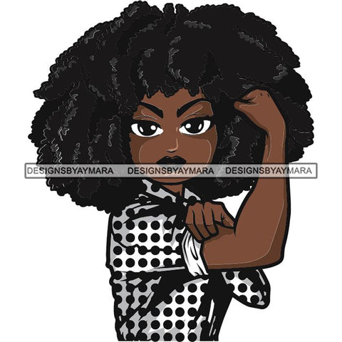 Afro Strong Lola Flexing We Can Do It Woman Power .SVG Cutting Files For Silhouette Cricut and More!