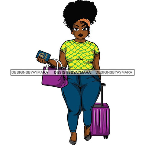 Afro Thick Curvy Lola Trip Vacation Mode Getaway .SVG Cutting Files For Silhouette and Cricut and More!