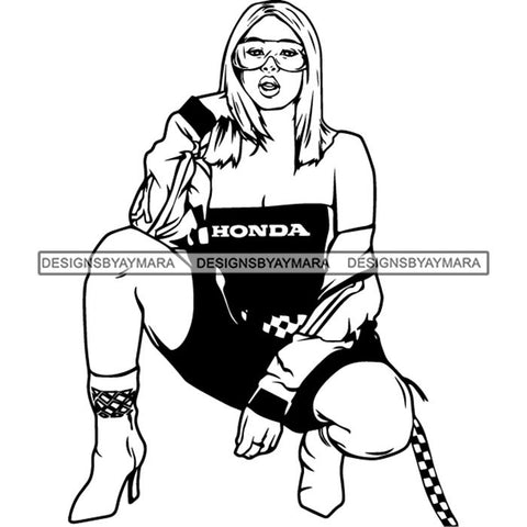 Beautiful Woman Squatting Glamour SVG Files For Cutting and More.