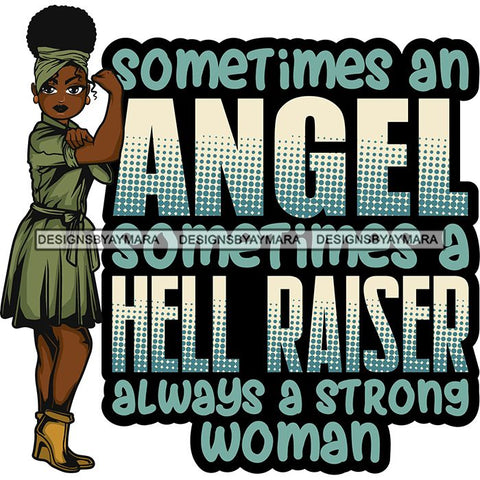 Afro Lola Strong Lady We can Do It Woman Power Flexing Arms Believe in Yourself Quotes .SVG Cutting Files For Silhouette and Cricut and More!