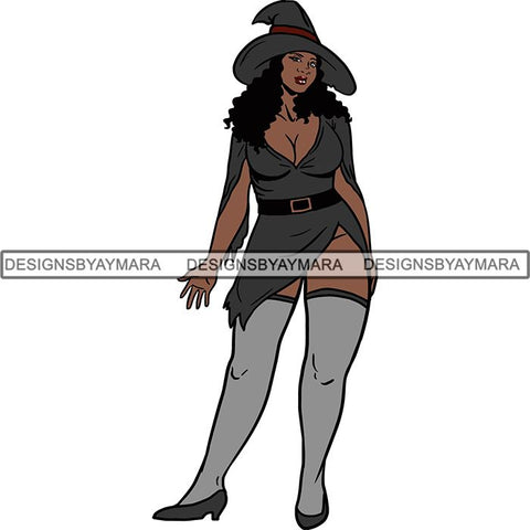 Afro Sexy Witches Halloween SVG Cutting Files For Silhouette Cricut and More