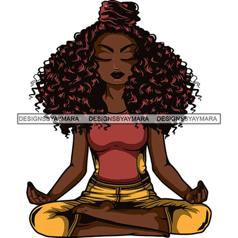 Afro Lola Meditating Yoga Relaxing .SVG Cutting Files For Silhouette Cricut and More!