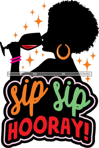 Afro Woman Drinking Wine Feeling Fine Relax SVG Cutting Files For Silhouette Cricut and More!