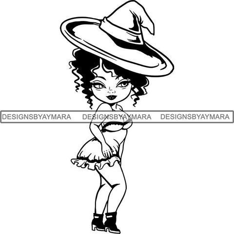 Afro Sexy Witches Halloween SVG Cutting Files For Silhouette Cricut and More