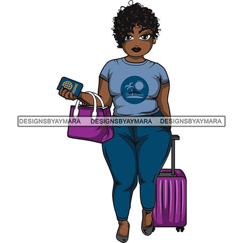 Afro Thick Curvy Lola Trip Vacation Mode Getaway .SVG Cutting Files For Silhouette and Cricut and More!