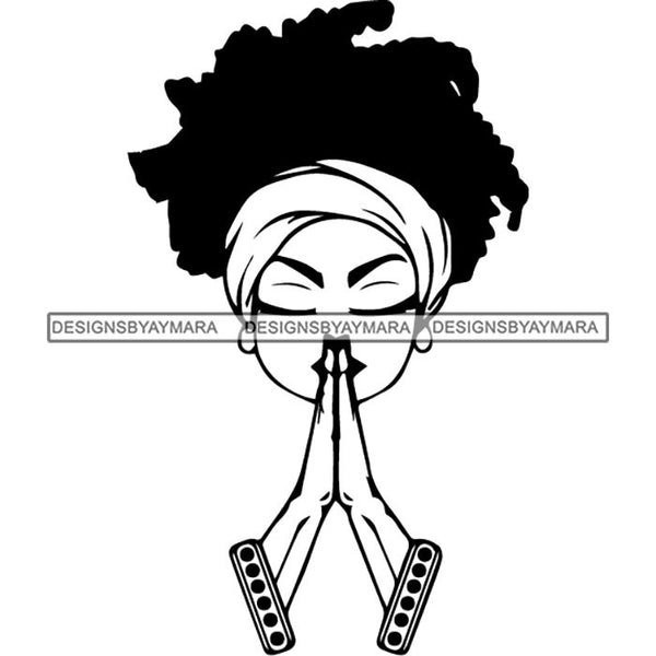 Afro Lola Praying Begging Asking God Lord Faith Strength .SVG Vector Clipart Cutting Files For Silhouette Cricut and More!