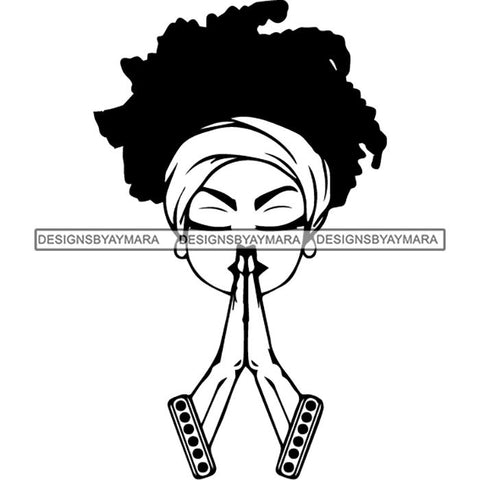Afro Lola Praying Begging Asking God Lord Faith Strength .SVG Vector Clipart Cutting Files For Silhouette Cricut and More!