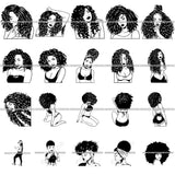 HUGE MEGA BUNDLE 1297 SVG Layered Vector Designs Afro Woman African American Women Melanin Nubian Black Girl Magic SVG PNG JPG Cutting Files For Silhouette Cricut and More