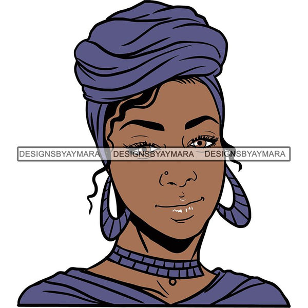 Afro Woman SVG Turban Head Wrap Cutting Files For Silhouette Cricut and More