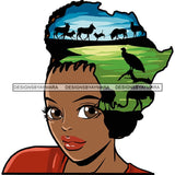 Safari Goddess Africa Continent African American Woman Savanna Animals Hair SVG Cutting Files.