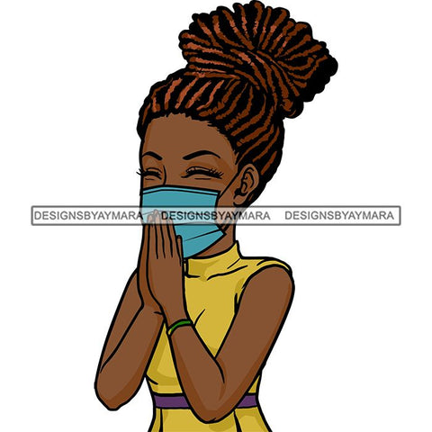 Black Woman Praying God Quotes Face Mask Begging Prayers Save Life Mujer Orando a Dios SVG Vector Clipart Cutting Files