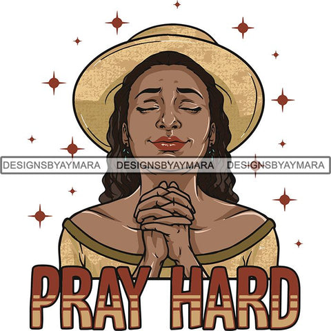 Afro Woman Praying God Lord Faith SVG Cutting Files For Silhouette Cricut and More
