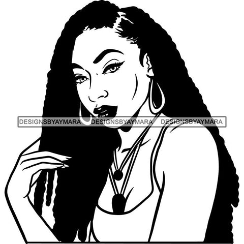 Ebony Afro Woman Nubian Melanin Brown Skin Makeup Model Glasses Accesories SVG Cut Files