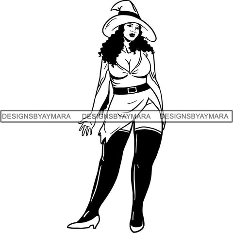 Afro Sexy Witches Halloween SVG Cutting Files For Silhouette Cricut and More