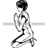 Afro Lola Praying God Lord Prayers Knee Forgiveness .SVG Clipart Cutting Files For Silhouette and Cricut and More!