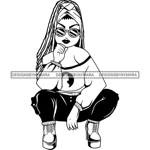 Afro Lola Boss Lady Diva Style Fashion Woman SVG Vector Clipart Cutting Files For Silhouette and Cricut and More!