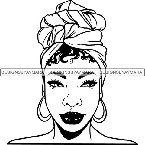 Beautiful Woman Turban Head Wrap Hairstyle SVG Files For Cutting and More!
