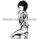 Afro Lola Woman Praying God Lord Knee Prayers Pray Believe Church .SVG PNG JPG Clipart Vector Cutting Files