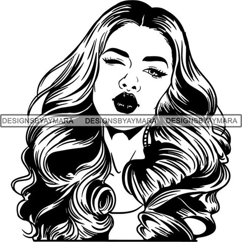 Beautiful Afro Woman Unique Designs In Black and White SVG Cutting Files For Silhouette Cricut and More