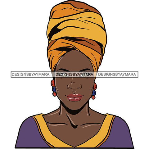 Beautiful Woman Turban Head Wrap Hairstyle SVG Files For Cutting and More!