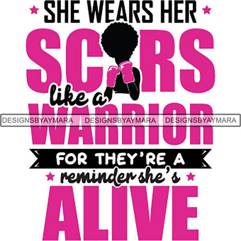 Strong Afro Woman SVG Cancer Survivor Cutting Files For Silhouette Cricut and More